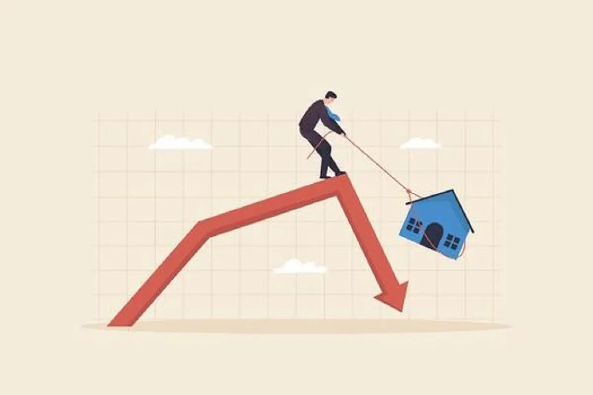 بازار ملک تهران در فاز انتظار the-slowdown-in-the-real-estate-market-real-estate-investment-analysis-the-market-value-of-real-estate-enters-a-recession-vector