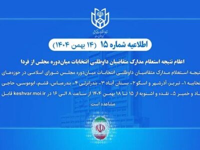 فردا استعلام مدارک متقاضیان انتخابات میاندورهای مجلس اعلام میشود