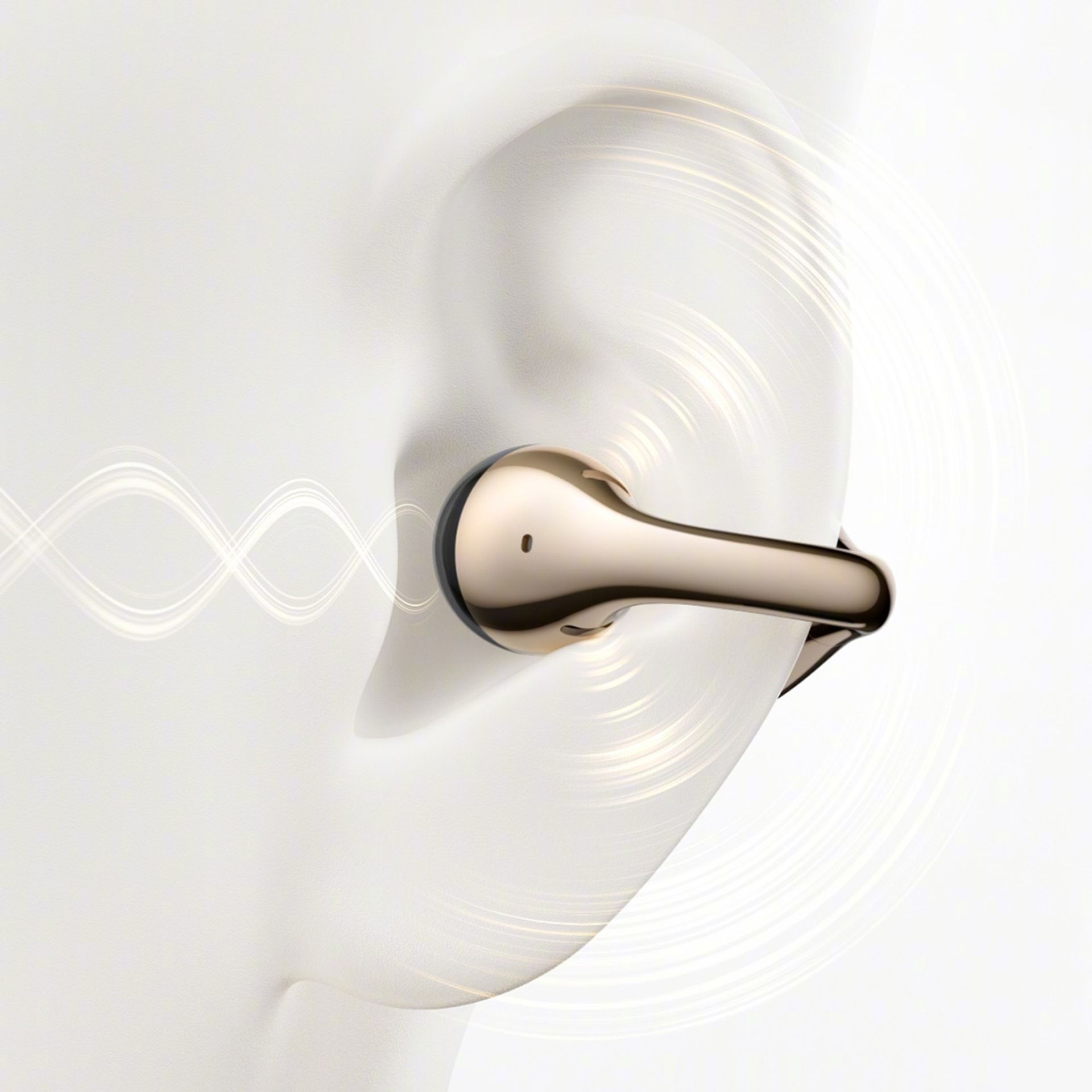 شیائومی دستبند اسمارت بند ۱۰ پرو را بههمراه یک هندزفری پشتباز رونمایی کرد ایرباد کلیپسی پشتباز شیائومی رنگ طلایی داخل گوش